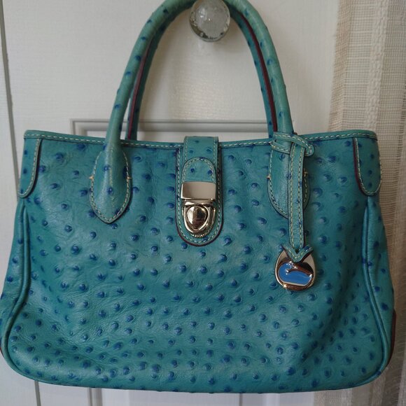 Dooney & Bourke Blue Ostrich Bag - Picture 1 of 16